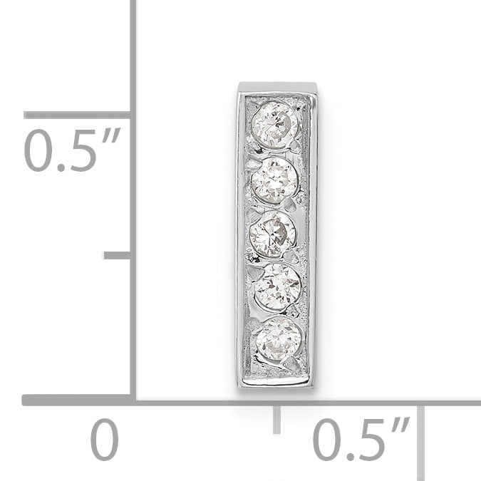 Sterling Silver Cz Initial I Charm