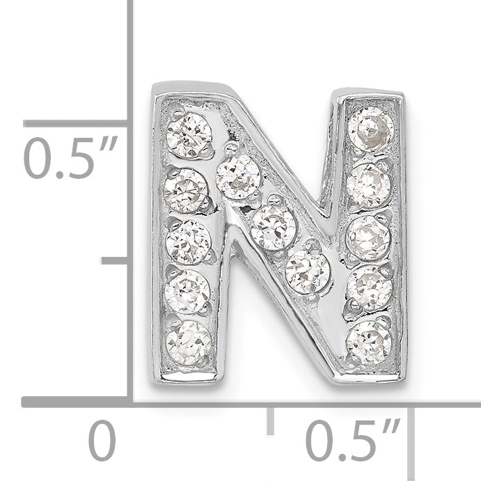 Sterling Silver Cz Initial N Charm