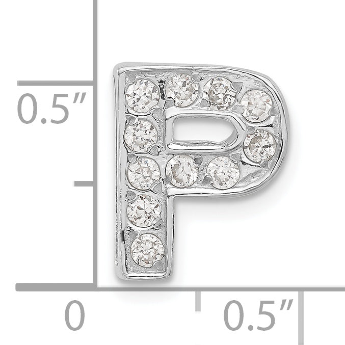 Sterling Silver Cz Initial P Charm
