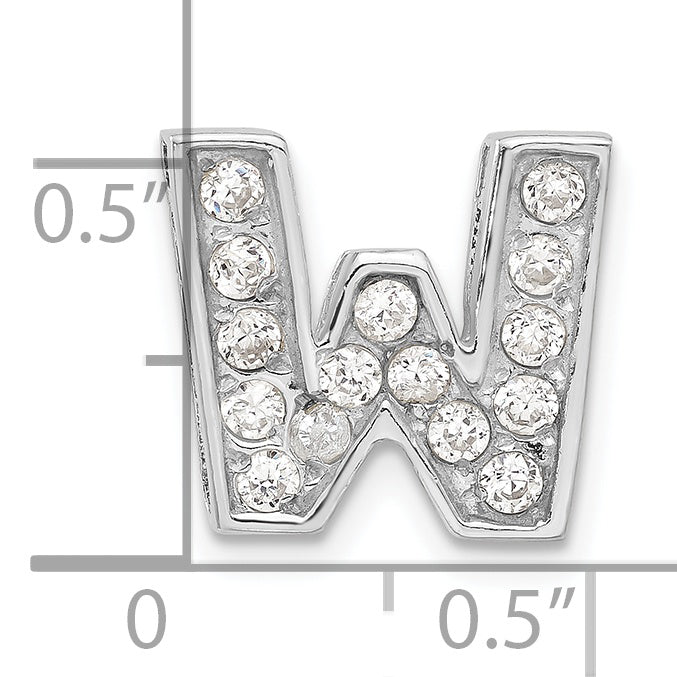 Sterling Silver Cz Initial W Charm