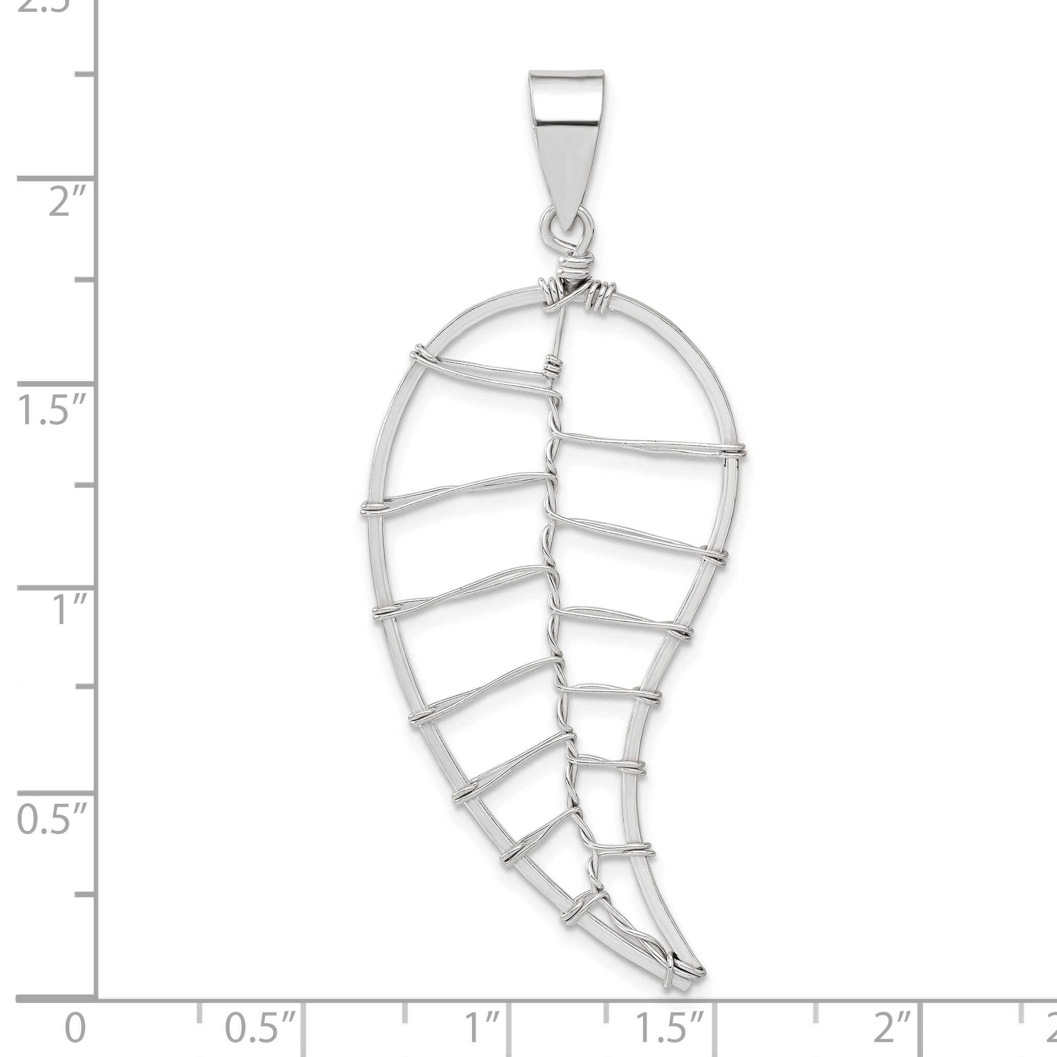 Sterling Silver Polished Wire Leaf Pendant