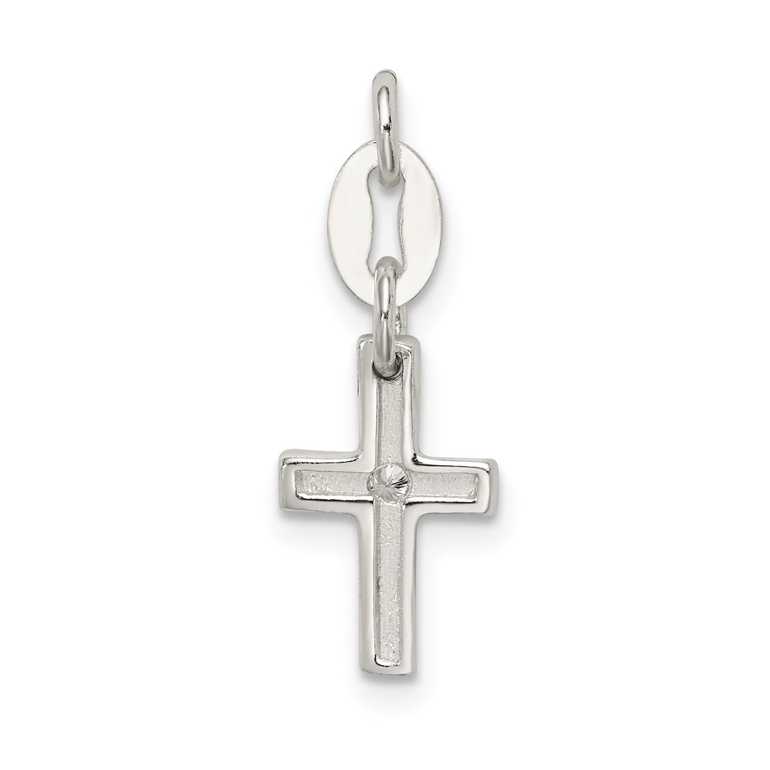 Sterling Silver & Cz Polished Cross Charm