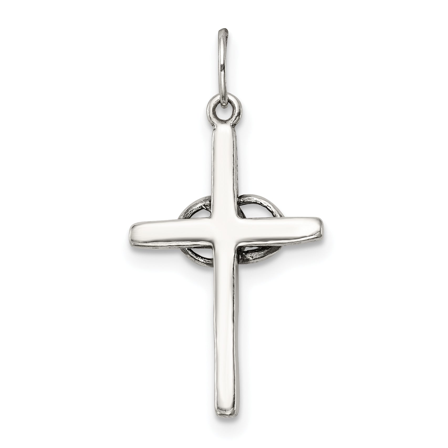 Sterling Silver Antiqued Wedding Cross Charm