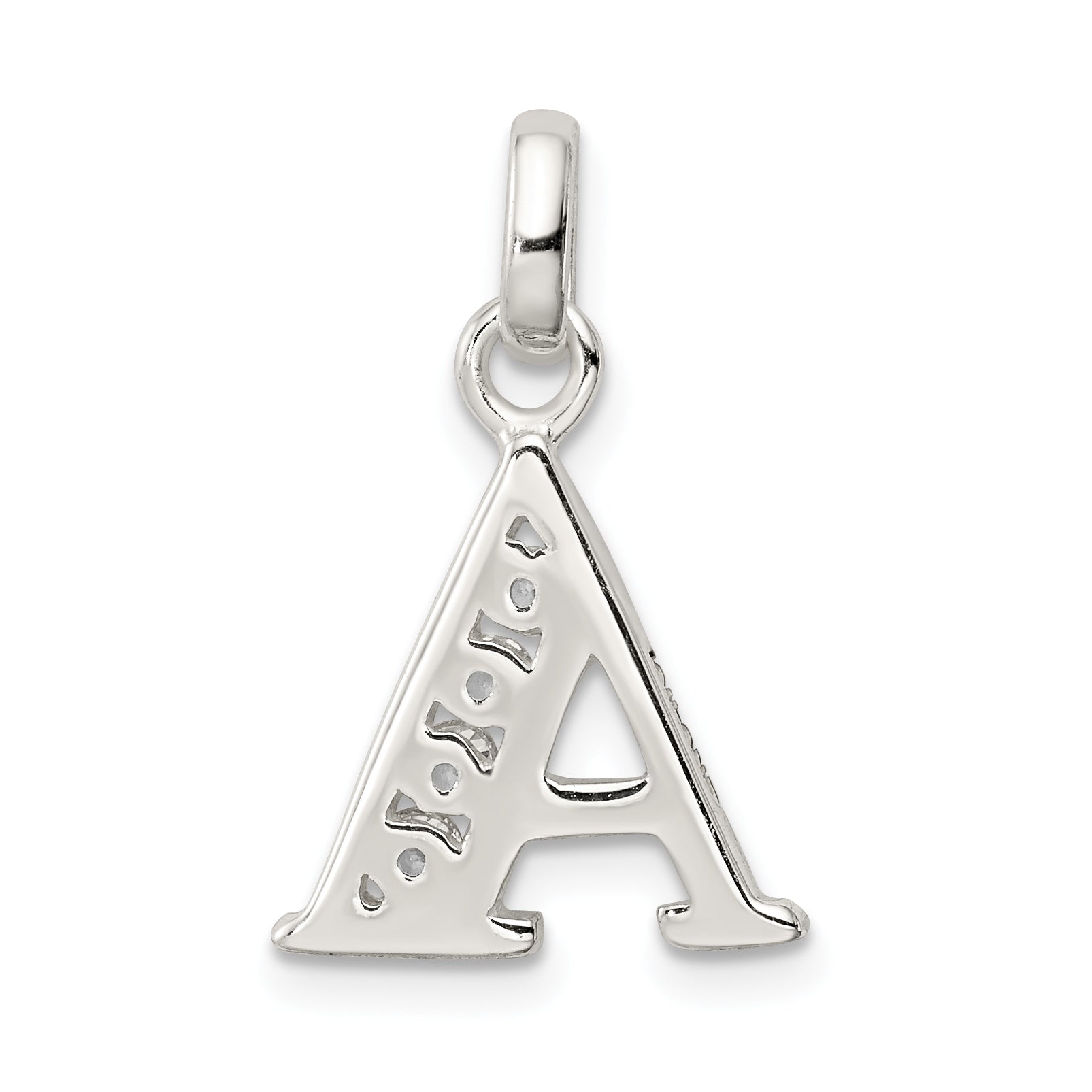 Sterling Silver White Cz Letter A Initial Pendant