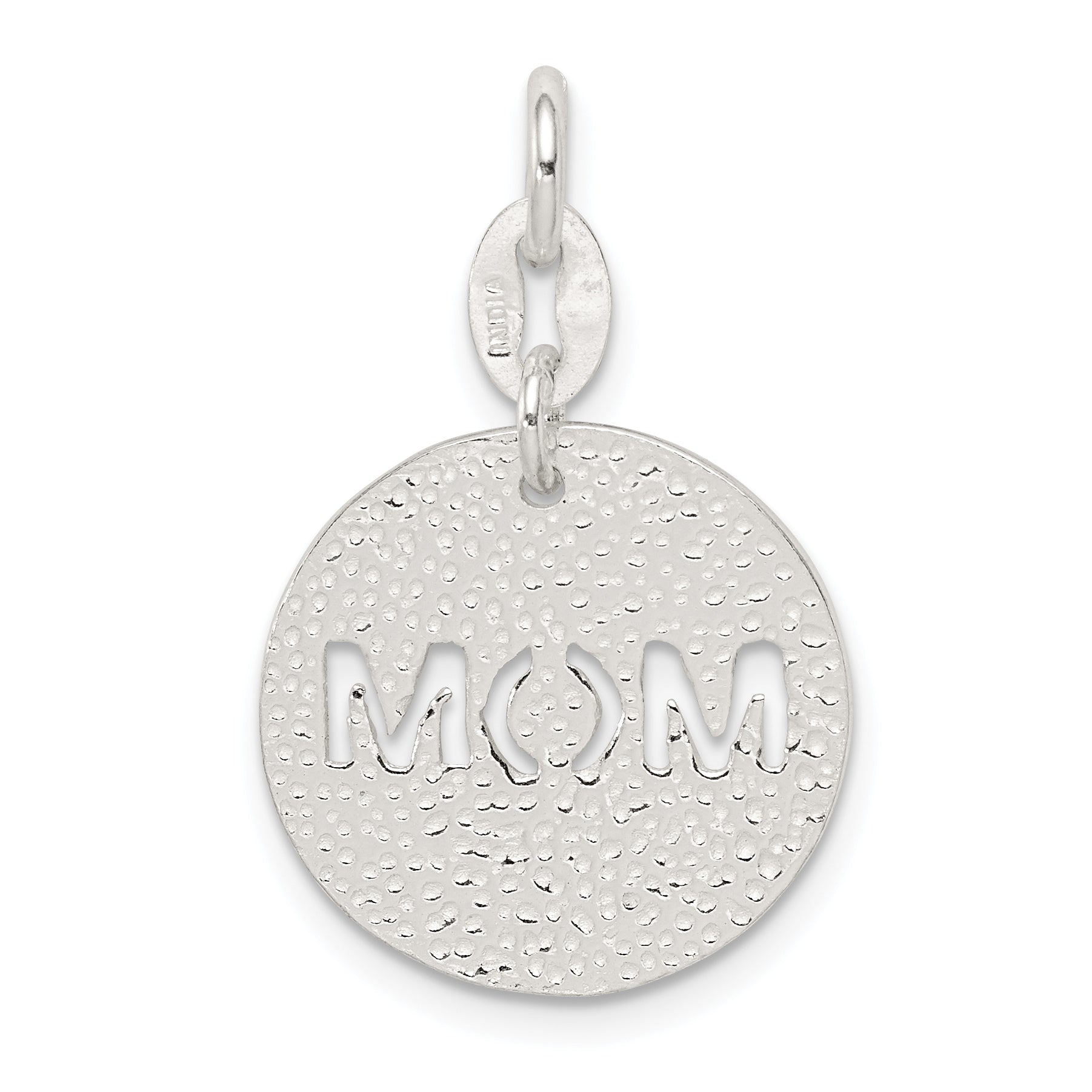 Sterling Silver Polished Circle Mom Charm