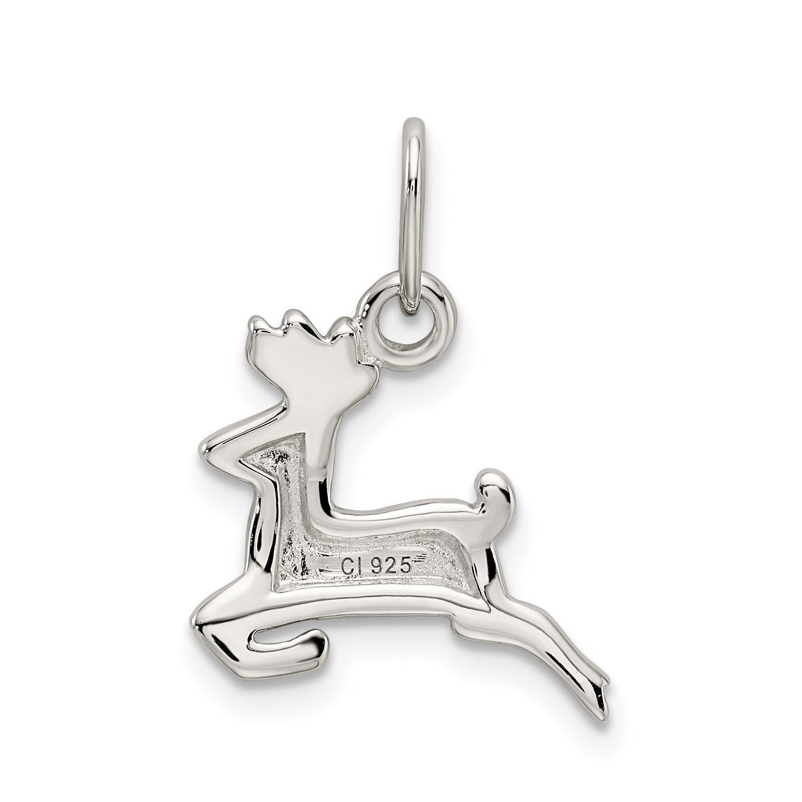 Sterling Silver Rhodium-Plated Running Deer Charm