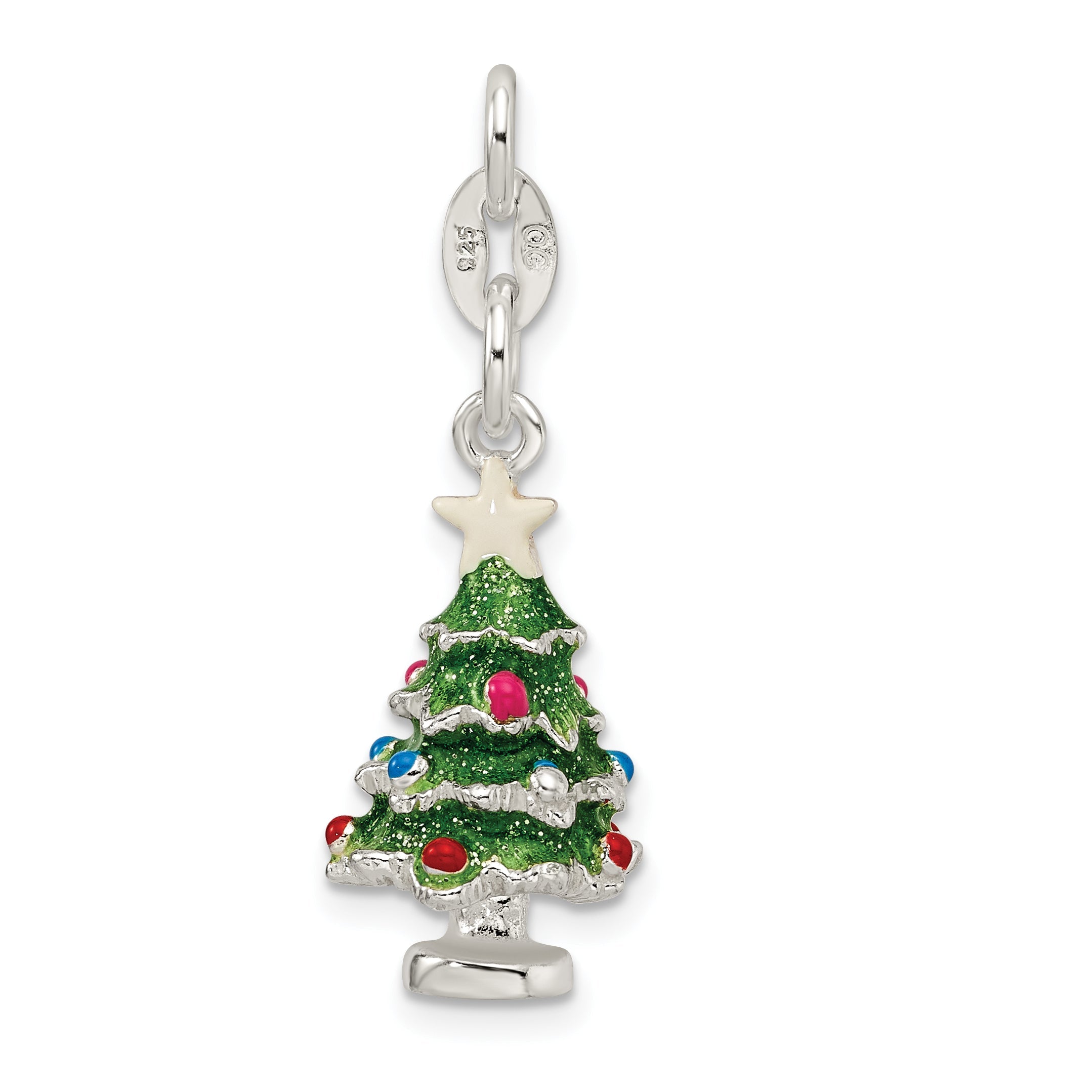 Sterling Silver Enameled Christmas Tree Charm