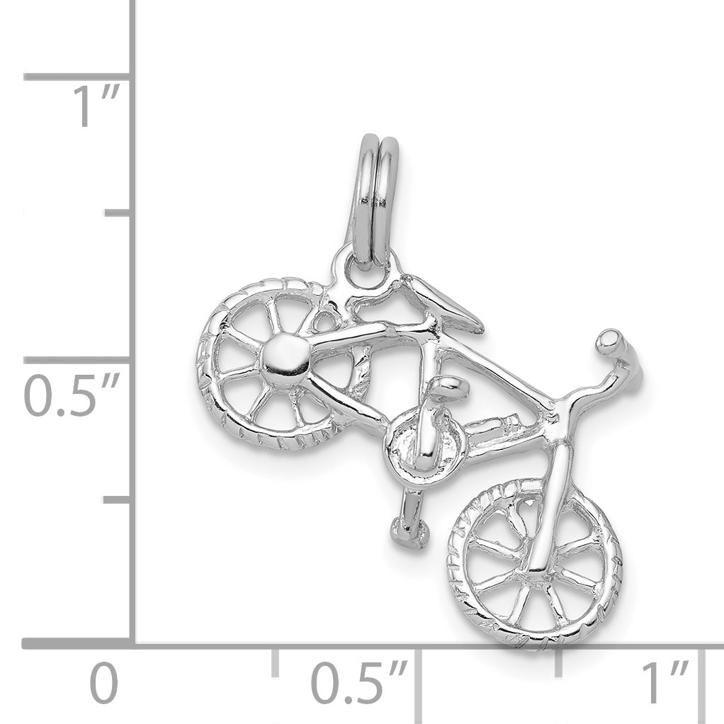Sterling Silver Rhodium-Platedpolished Bicycle Charm
