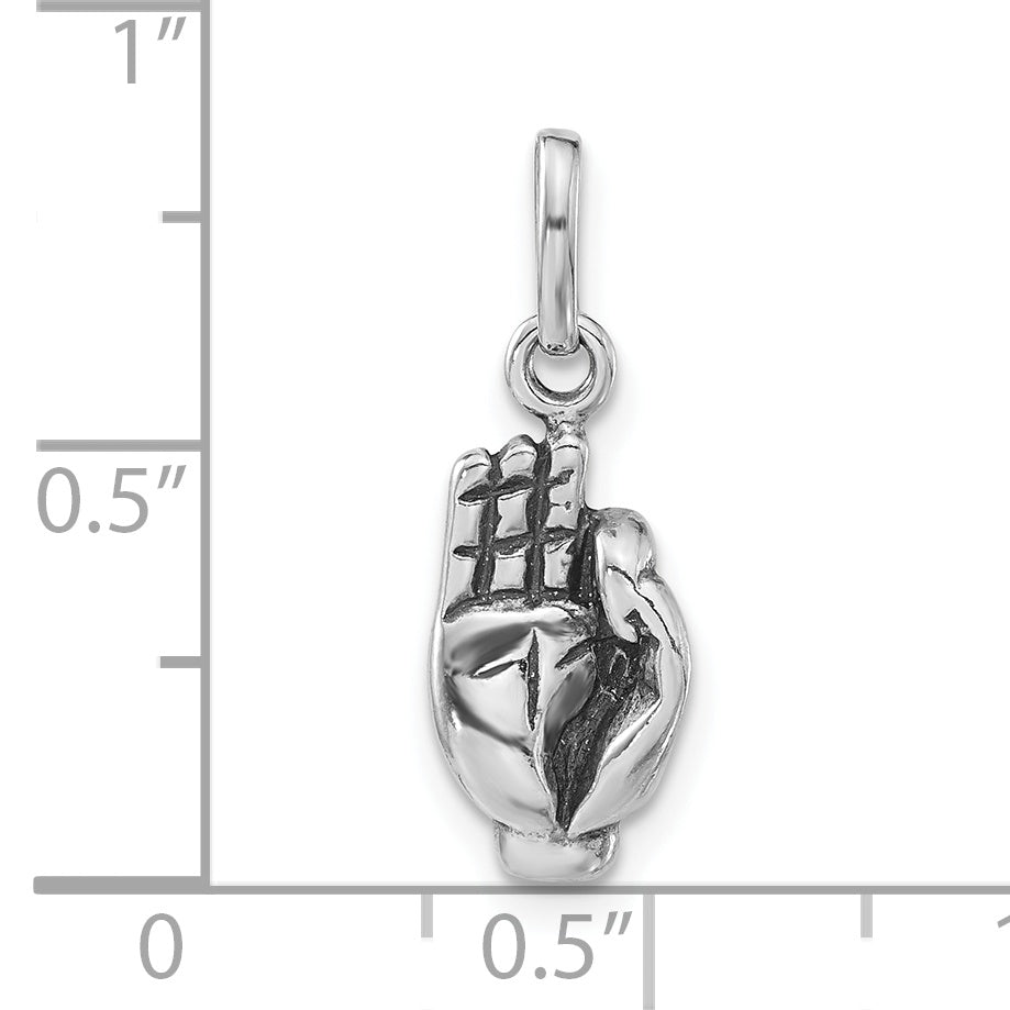 Sterling Silver Polished & Antiqued Sign Language Hand Symbol Charm