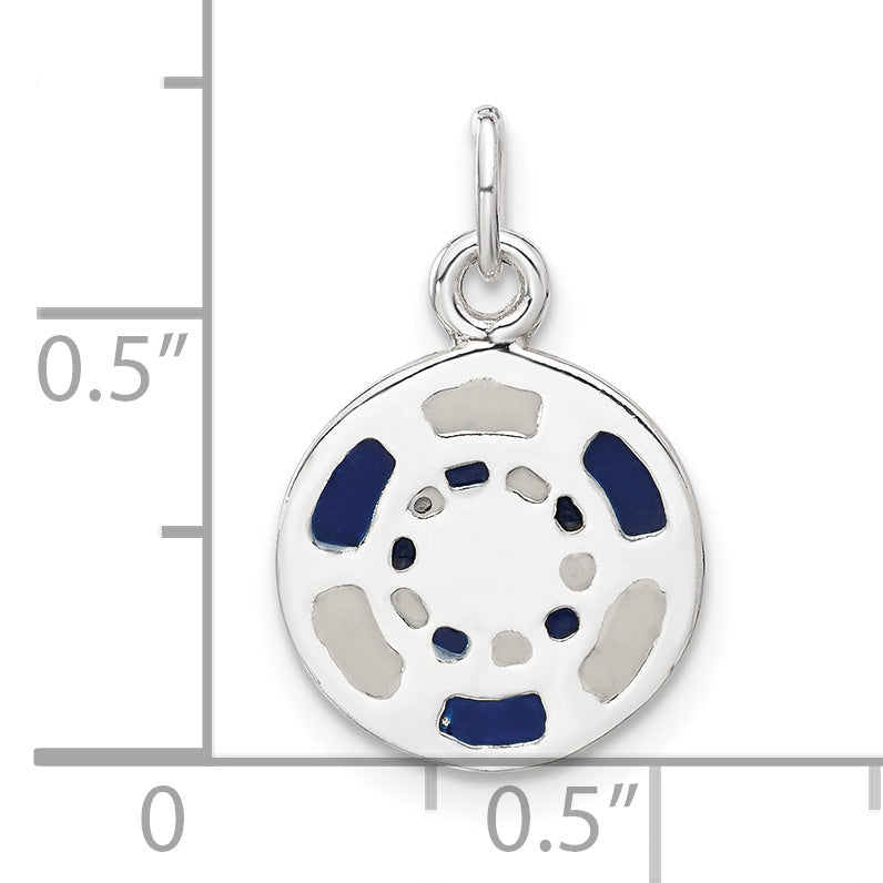 Sterling Silver Blue/White Enameled Poker Chip Charm