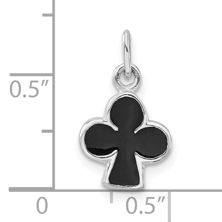 Sterling Silver Polished Black Enameled Club Charm