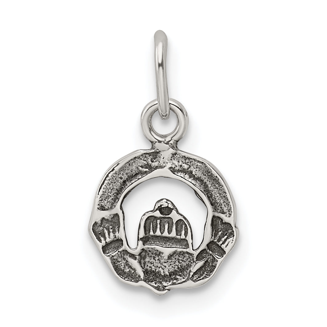 Sterling Silver Mini Antiqued Claddagh Charm