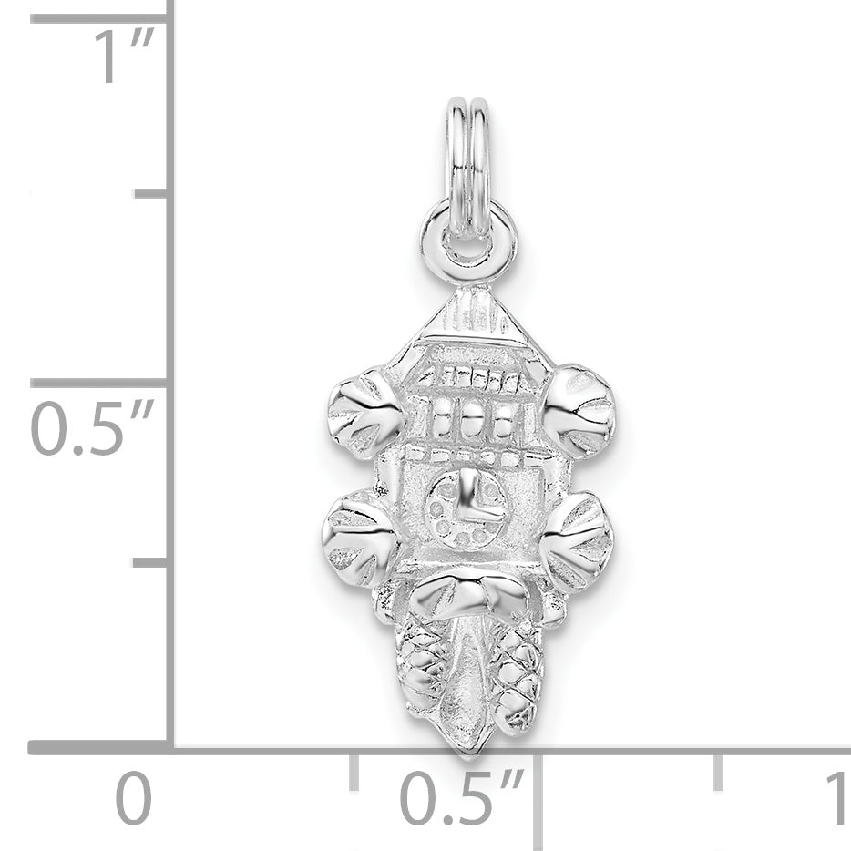 Sterling Silver Polished Cuckoo Clock Charm