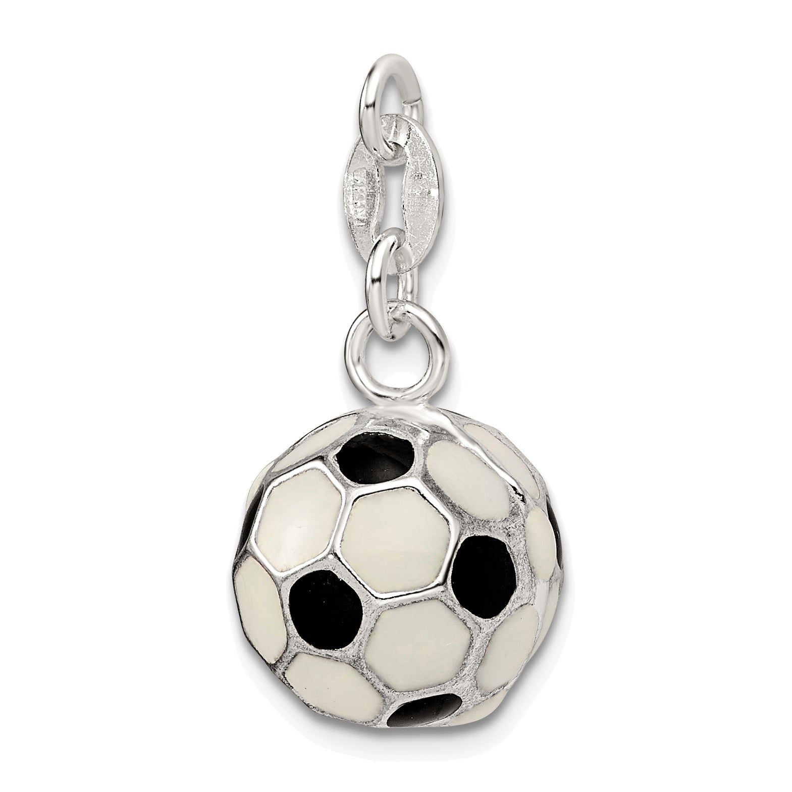 Sterling Silver Enameled Soccer Ball Charm