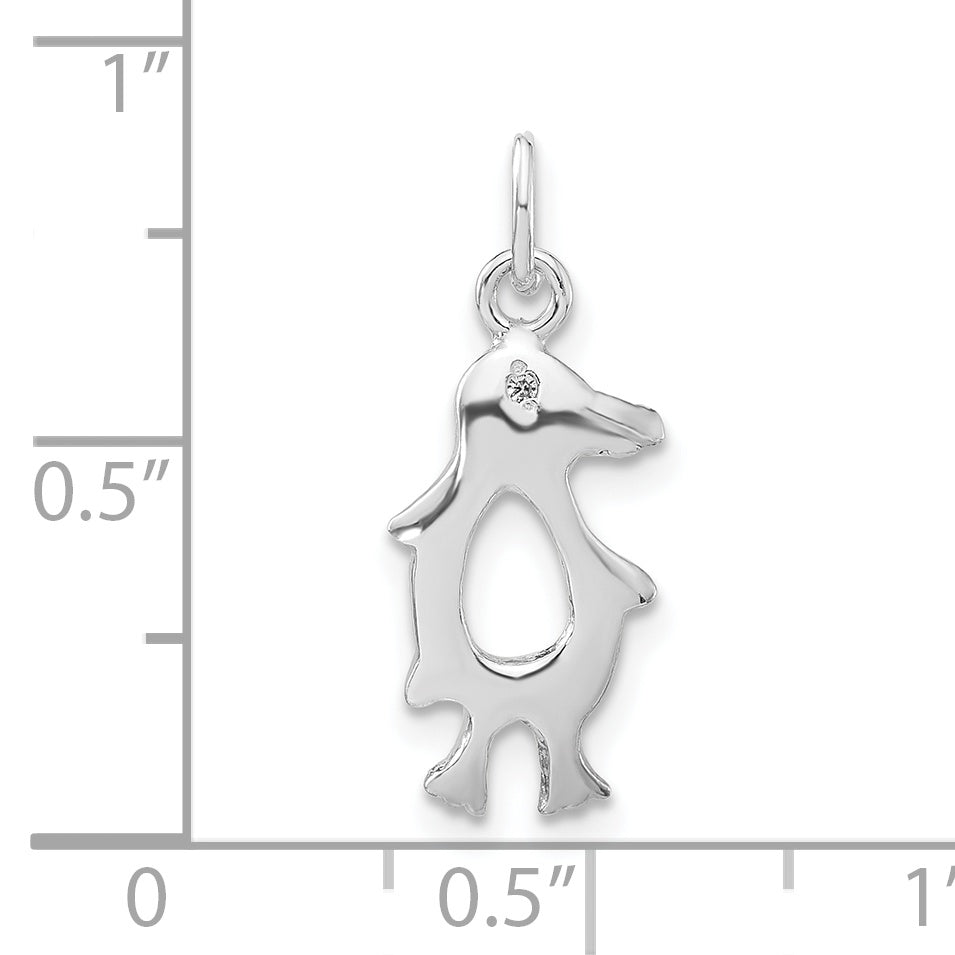 Sterling Silver Polished Cz Bird Charm