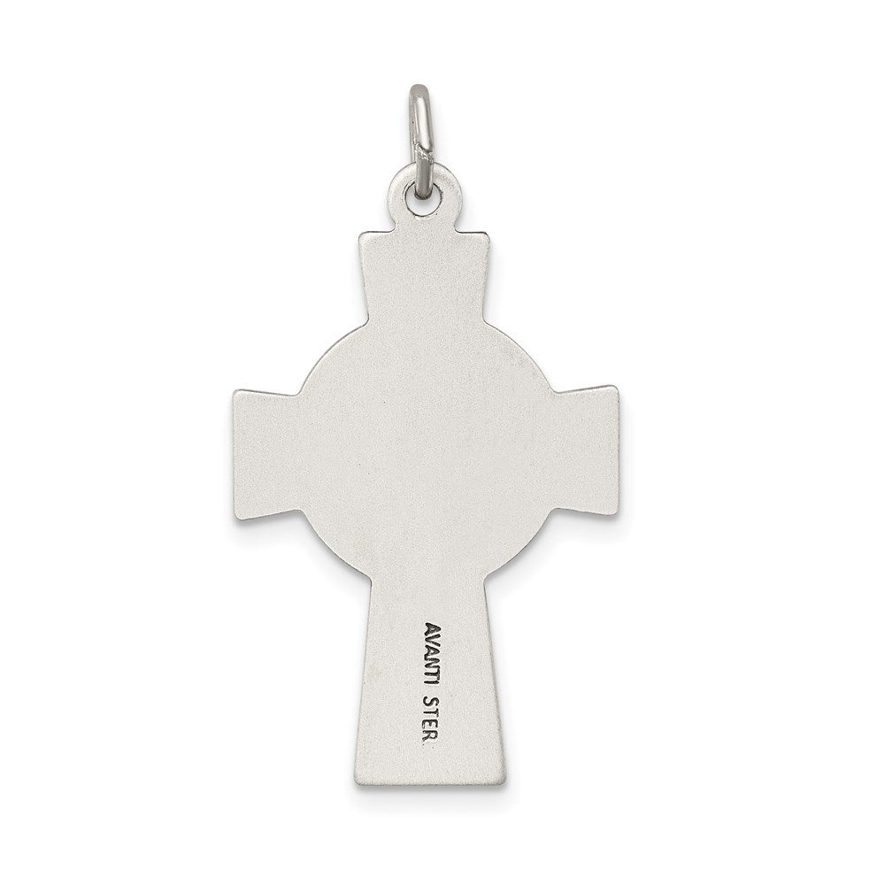 Sterling Silver Antiqued Satin Irish Crucifix Cross Pendant