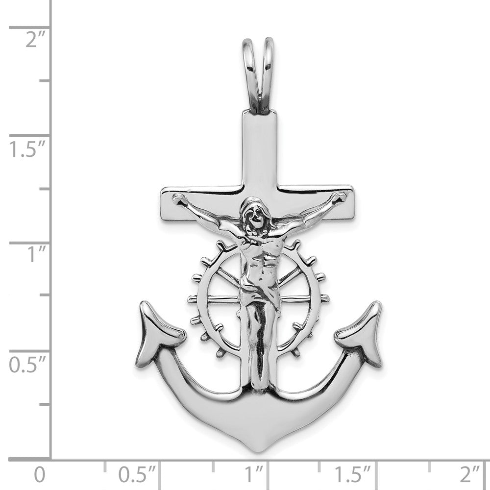 Sterling Silver Antiqued Mariner Crucifix Charm