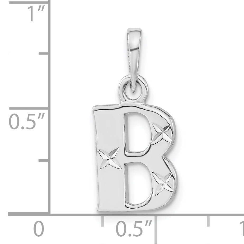 Sterling Silver Polished Diamond-Cut Initial B Pendant