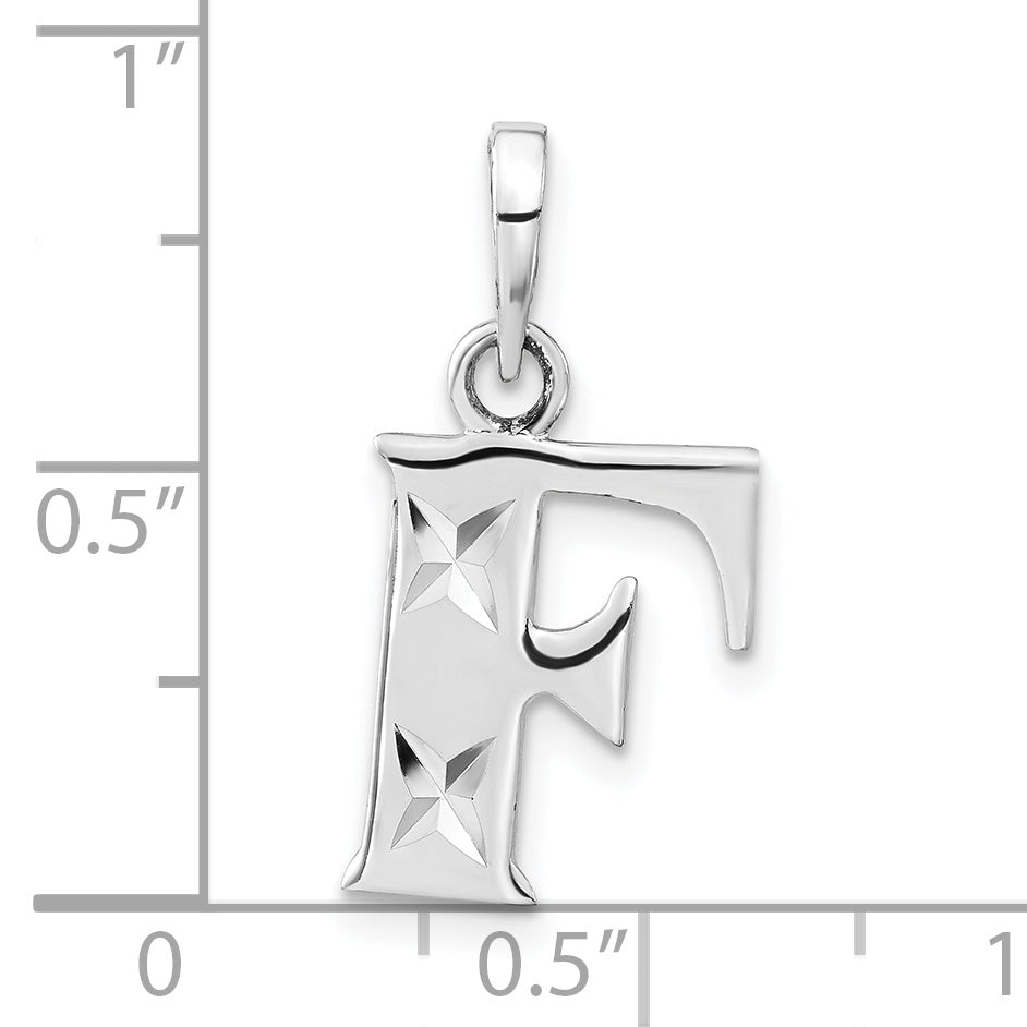 Sterling Silver Polished Diamond-Cut Initial F Pendant