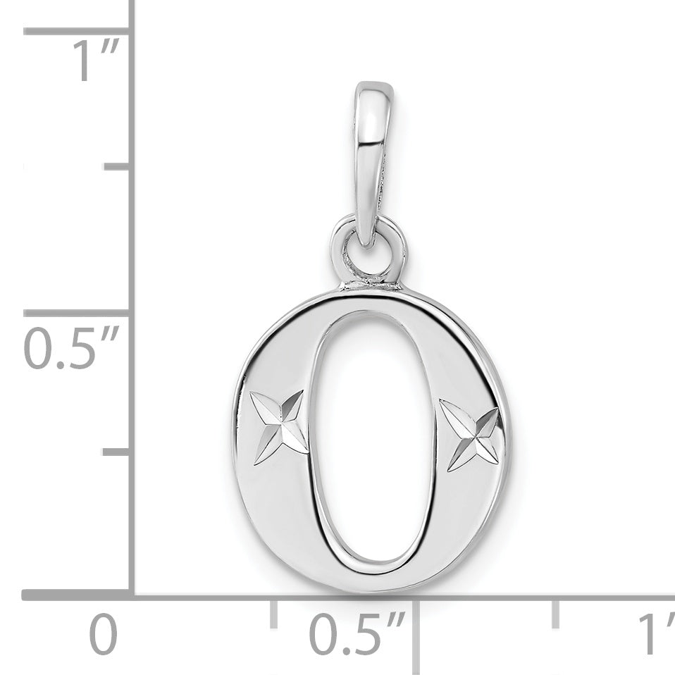 Sterling Silver Polished Diamond-Cut Initial O Pendant
