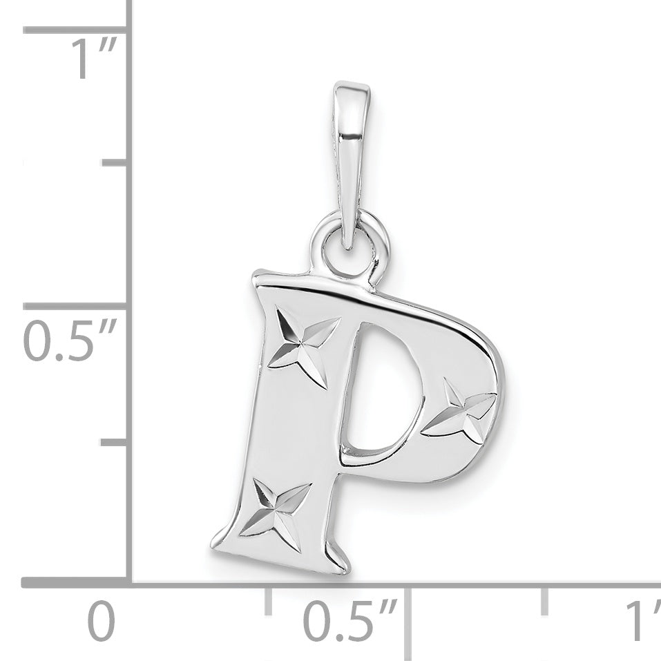 Sterling Silver Polished Diamond-Cut Initial P Pendant
