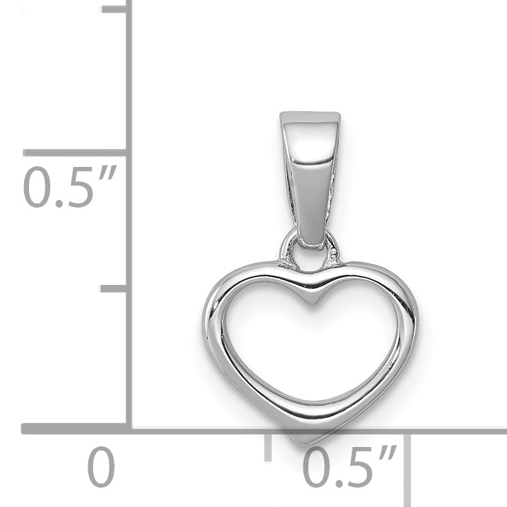 Sterling Silver Rhodium Plated Open Heart Pendant