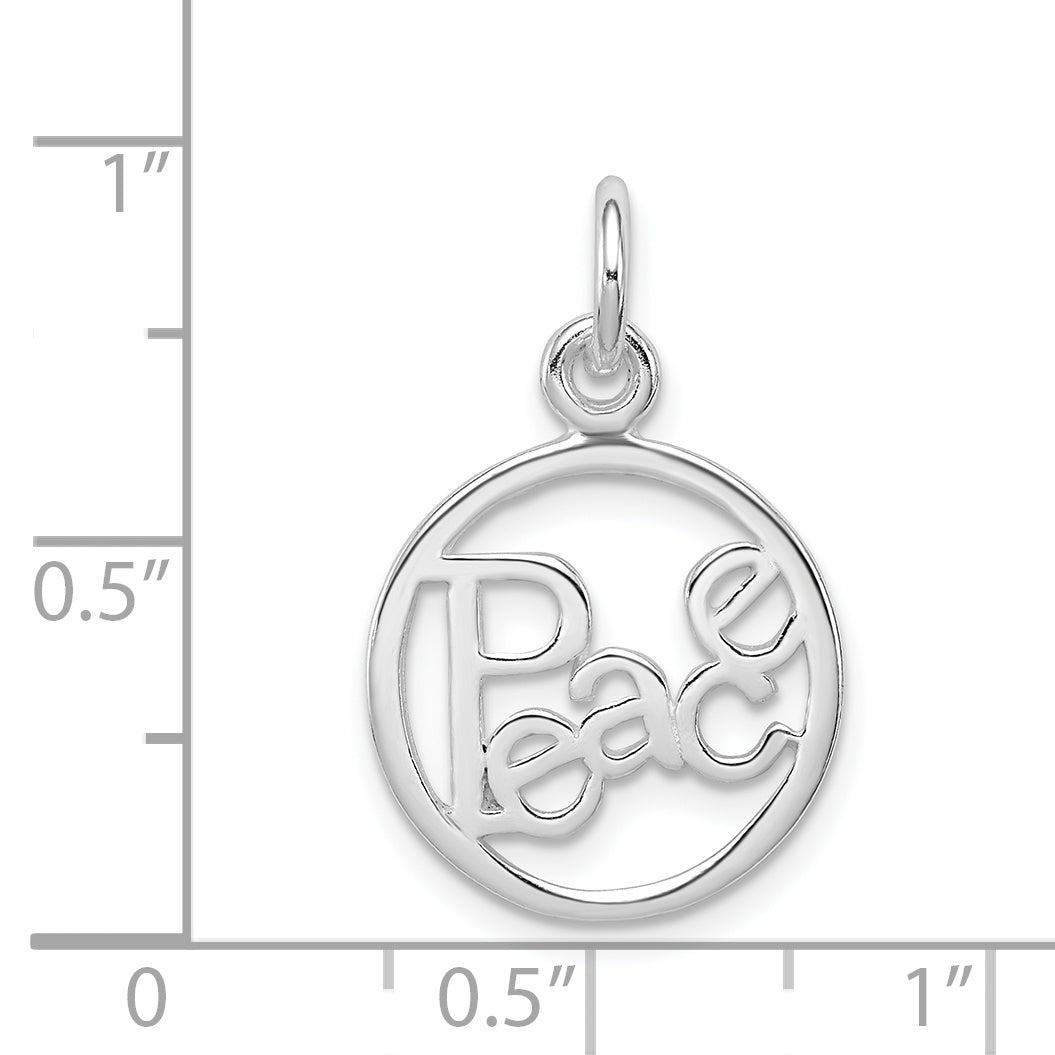 Sterling Silver Rhodium-Plated Peace Circle Charm