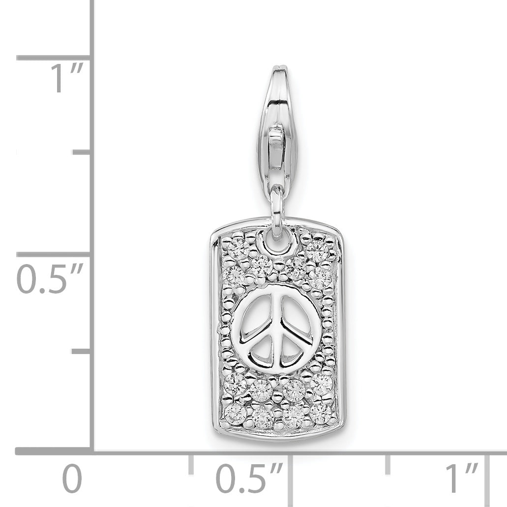 Sterling Silver Cz Peace Charm