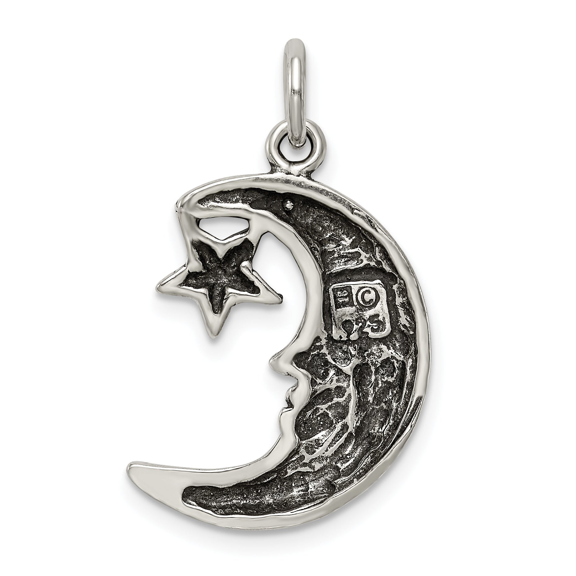 Sterling Silver Antiqued Moon Charm