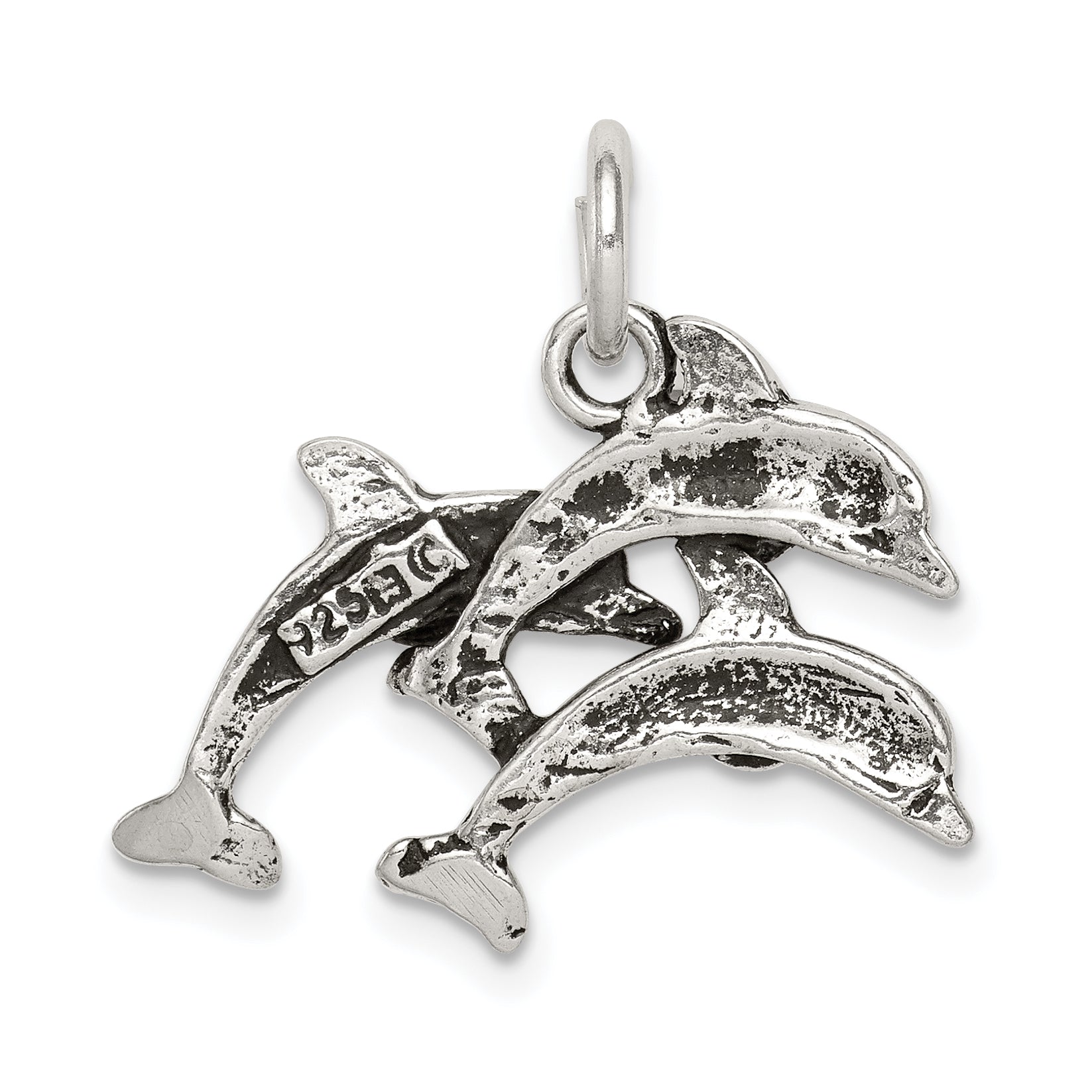 Sterling Silver Antiqued Dolphin Charm