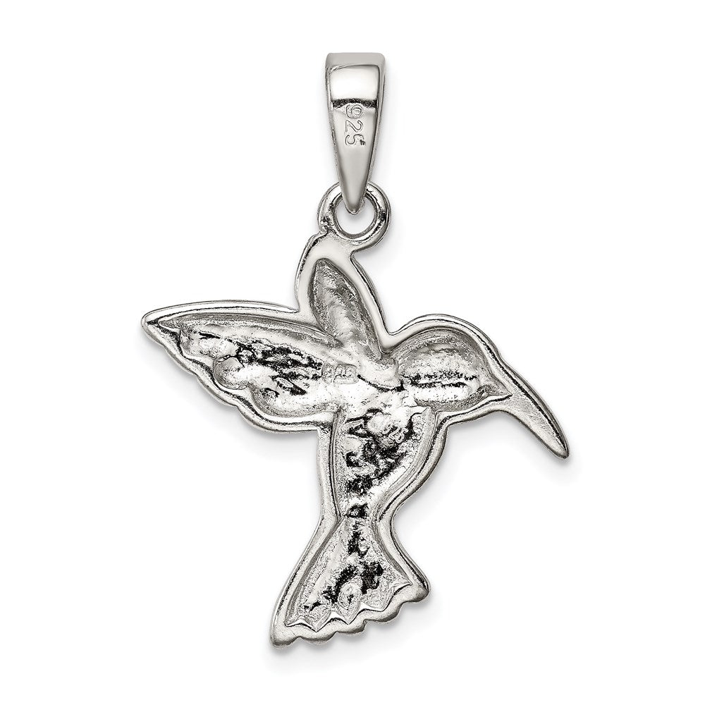Sterling Silver Rhod Plated Creat Opal Inlay Hummingbird Pendant