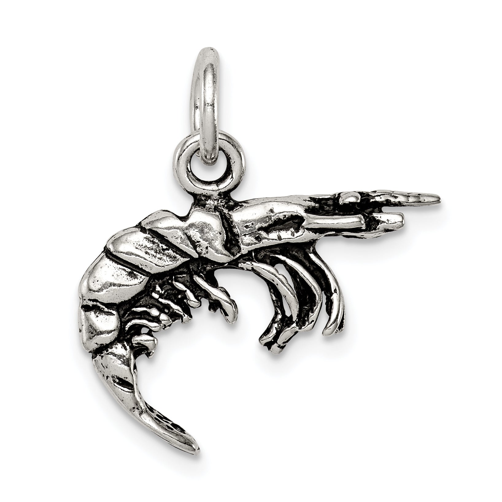 Sterling Silver Antiqued Shrimp Charm
