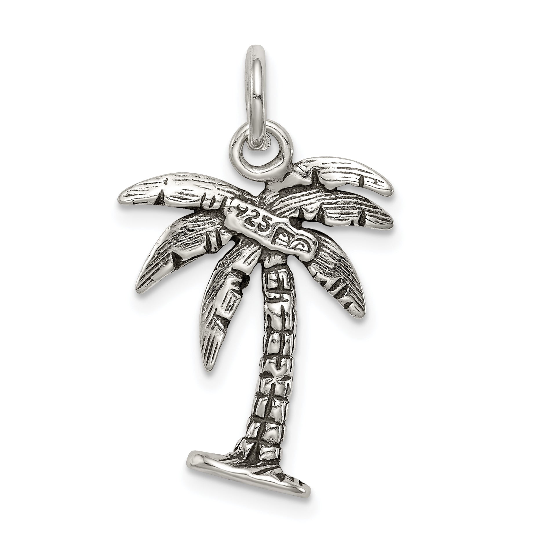 Sterling Silver Antiqued Palm Tree Charm