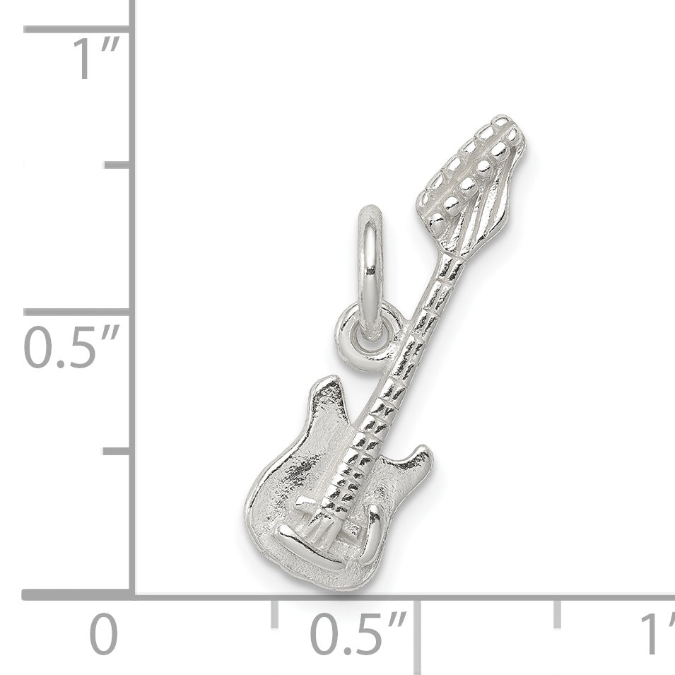Sterling Silver Rhodium-Plated Electric Guitar Charm