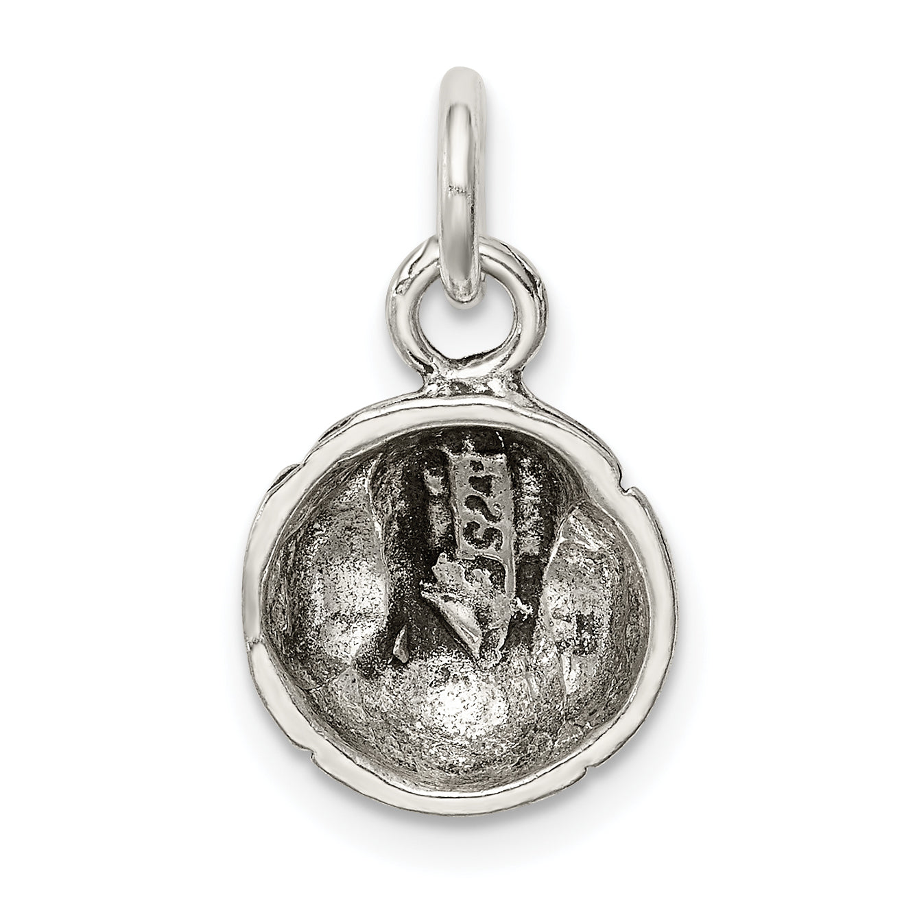 Sterling Silver Antiqued Baseball Charm