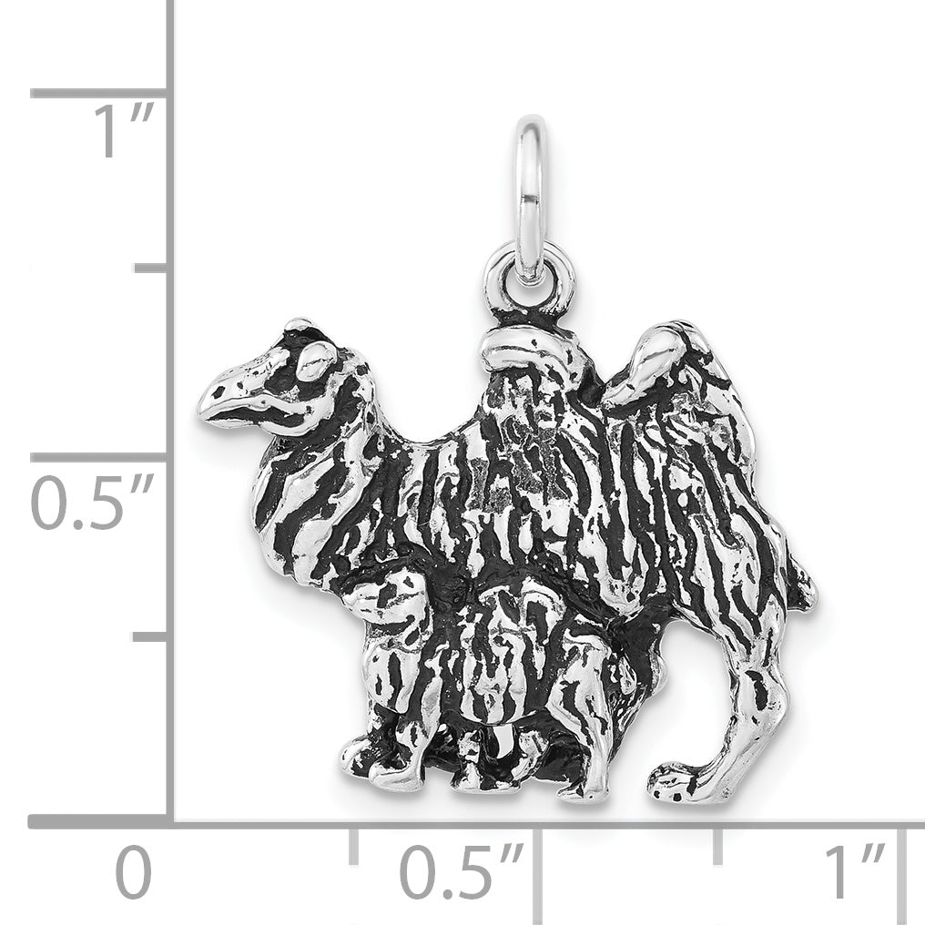 Sterling Silver Antiqued Camel & Baby Charm
