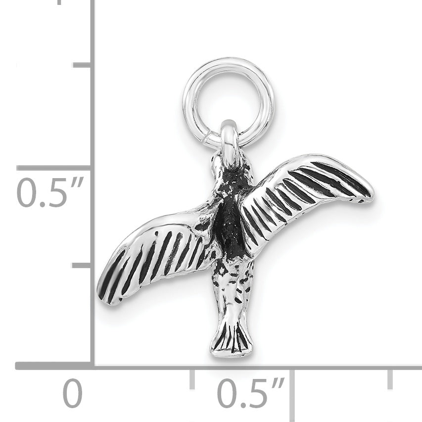 Sterling Silver 3-D Polished & Antiqued Bird Charm