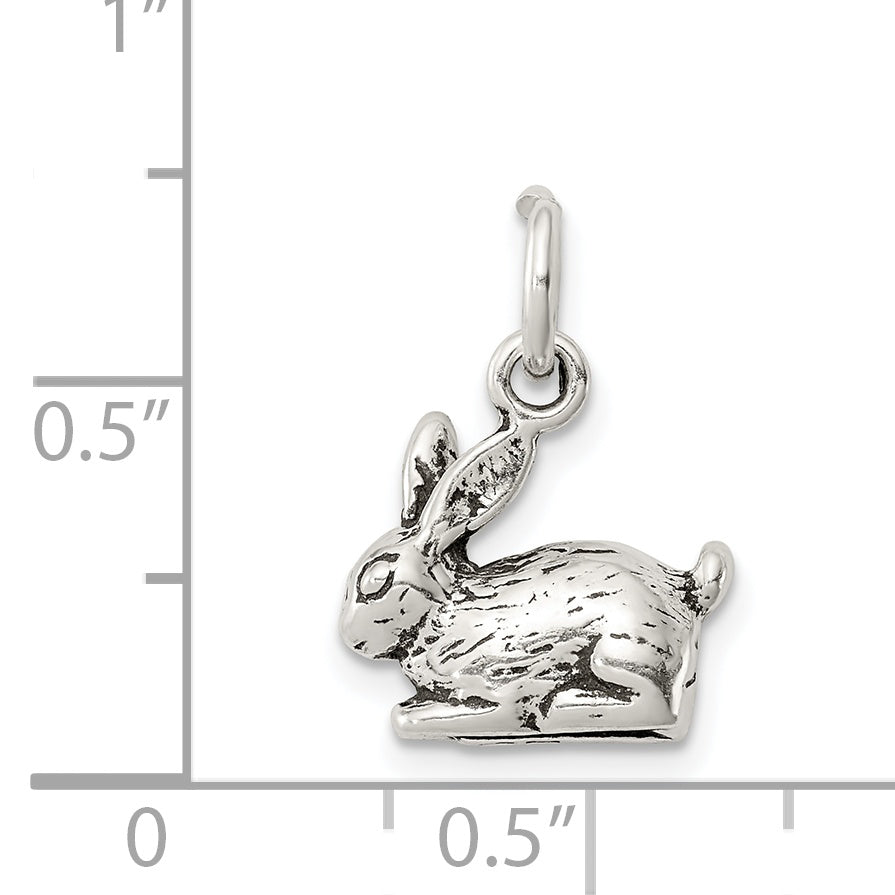 Sterling Silver Antiqued Rabbit Charm