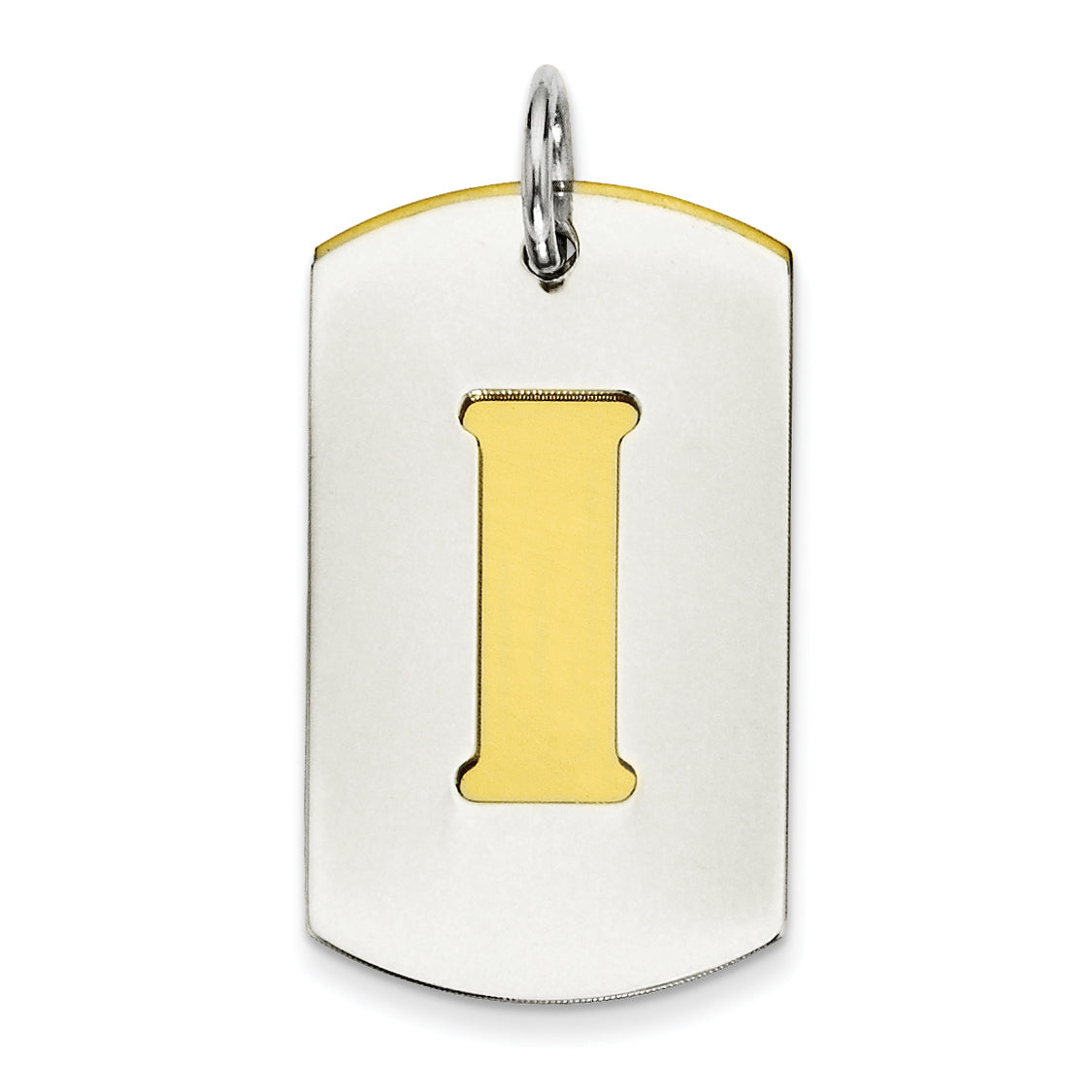Sterling Silver Gp Initial I Double Plate Dog Tag Charm