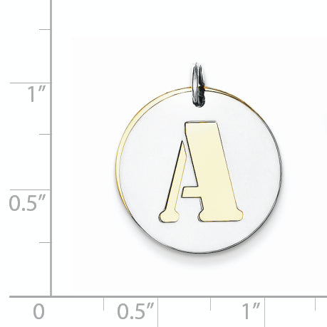 Sterling Silver Gp Initial A Double Plate Round Charm