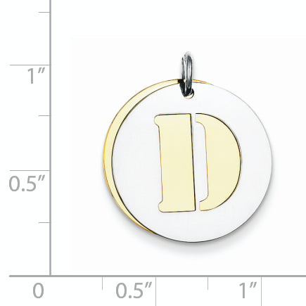 Sterling Silver Gp Initial D Double Plate Round Charm