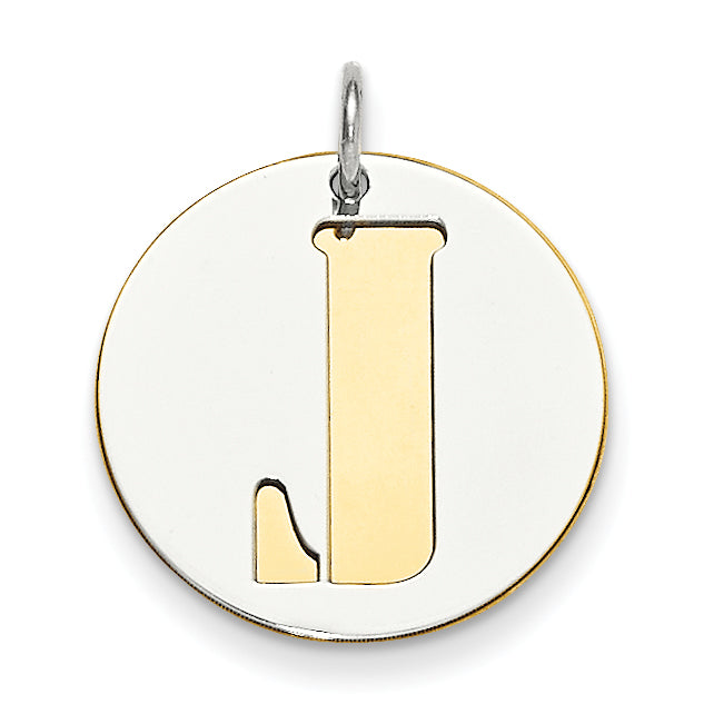 Sterling Silver Gp Initial J Double Plate Round Charm