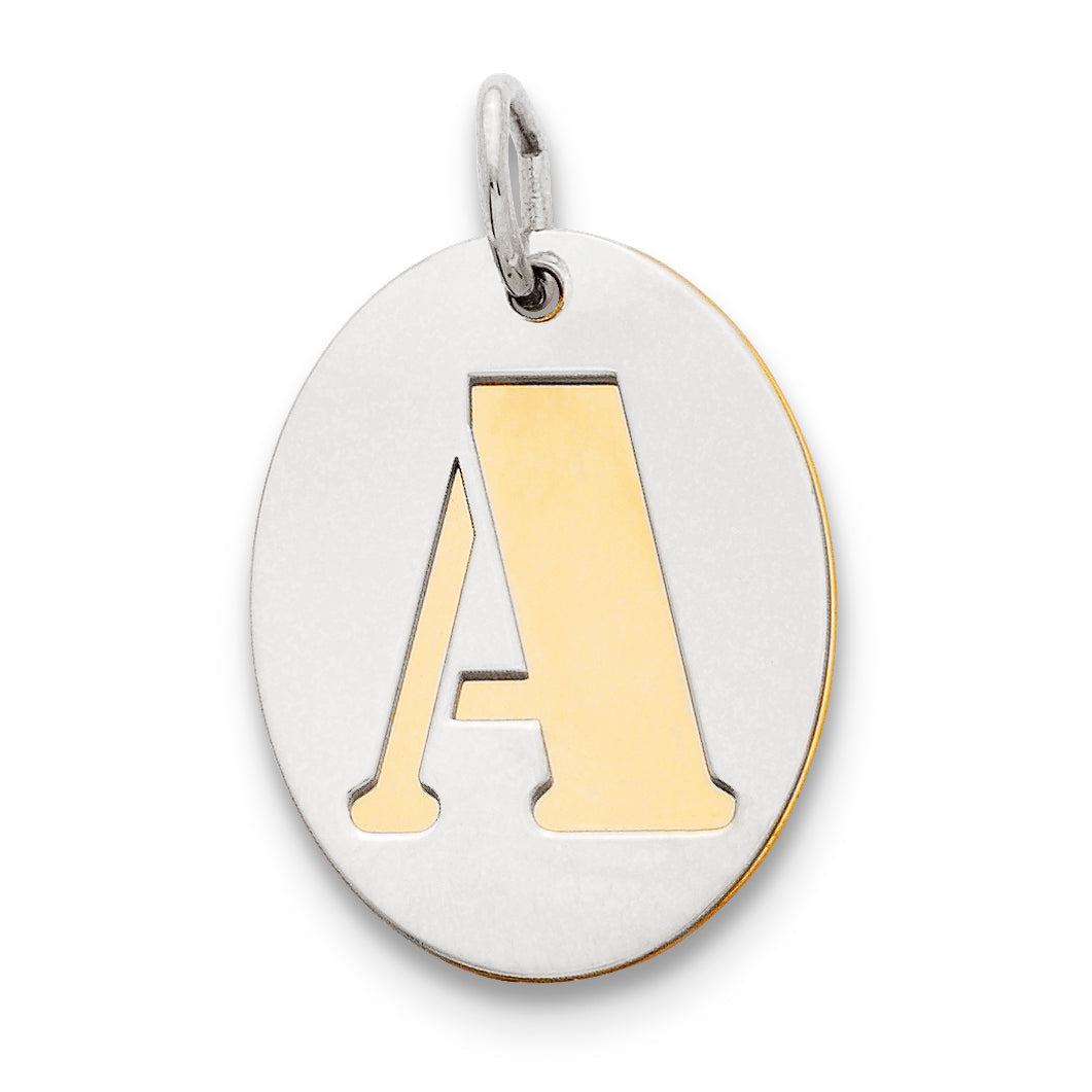 Sterling Silver Gp Initial A Double Plate Oval Charm