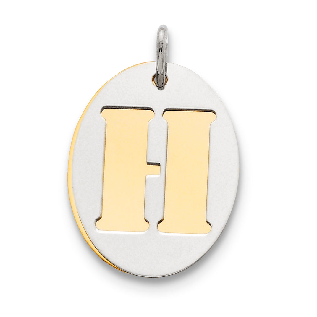 Sterling Silver Gp Initial H Double Plate Oval Charm