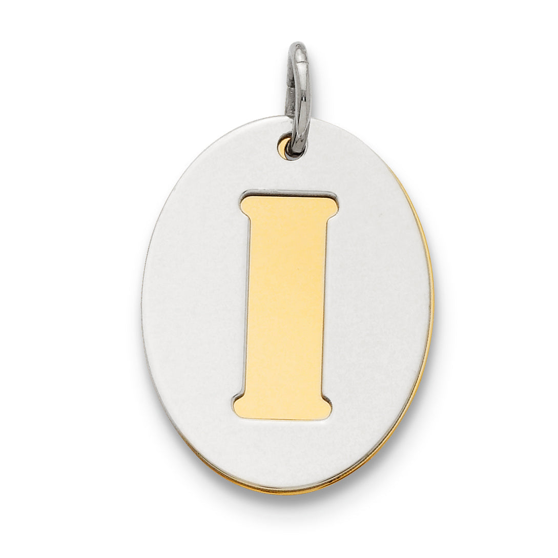 Sterling Silver Gp Initial I Double Plate Oval Charm