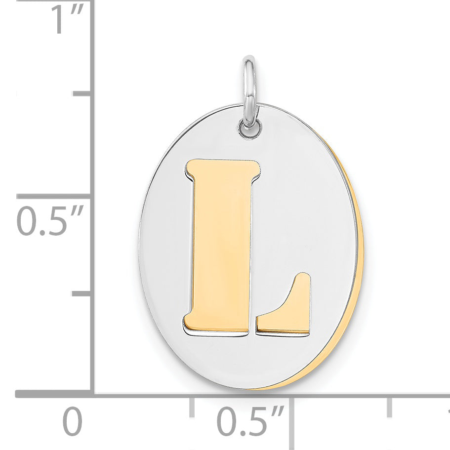 Sterling Silver Gold-Plated L Initial Double Oval Plate Charm