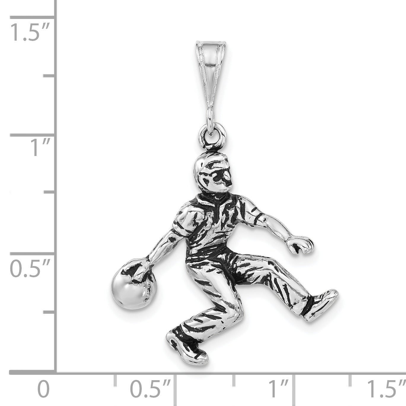 Sterling Silver Polished & Antiqued Bowling Charm