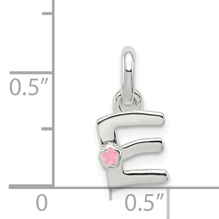 Sterling Silver Letter E With Enamel Pendant