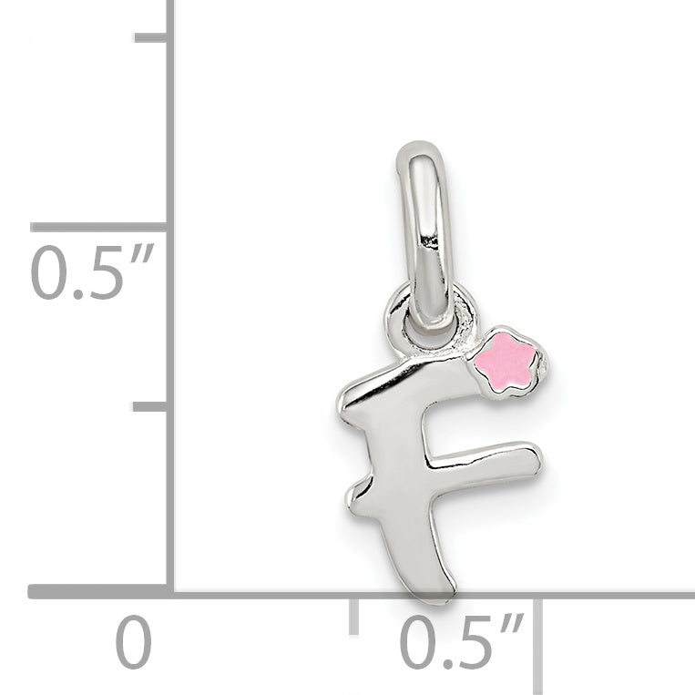 Sterling Silver Letter F With Enamel Pendant