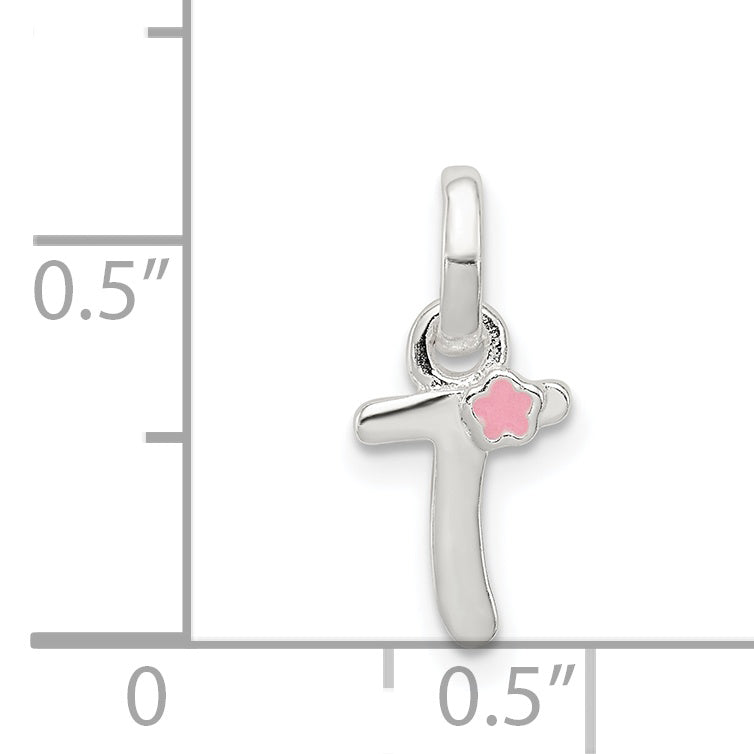 Sterling Silver Letter T With Enamel Pendant